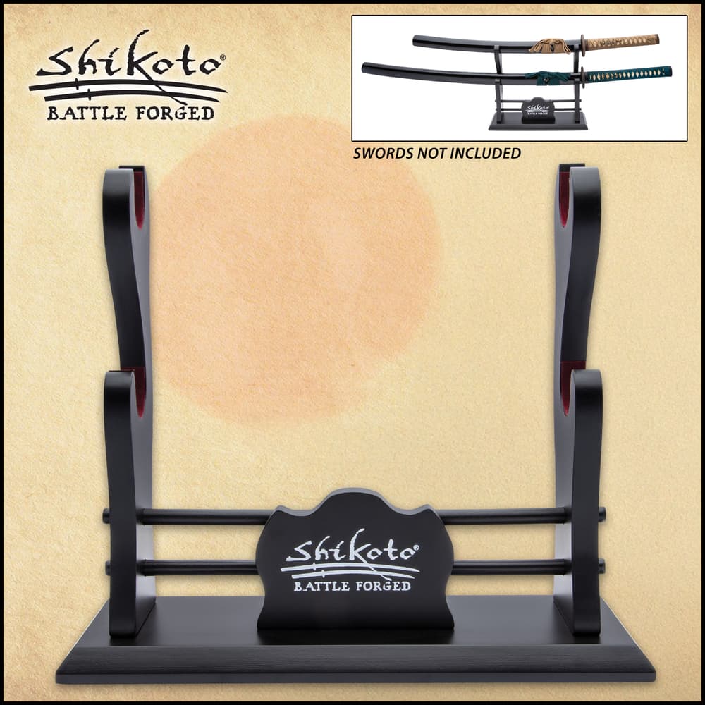 Showcase your Shikoto swords or any katana, in style, with the Double Sword Display Stand from Shikoto image number 0