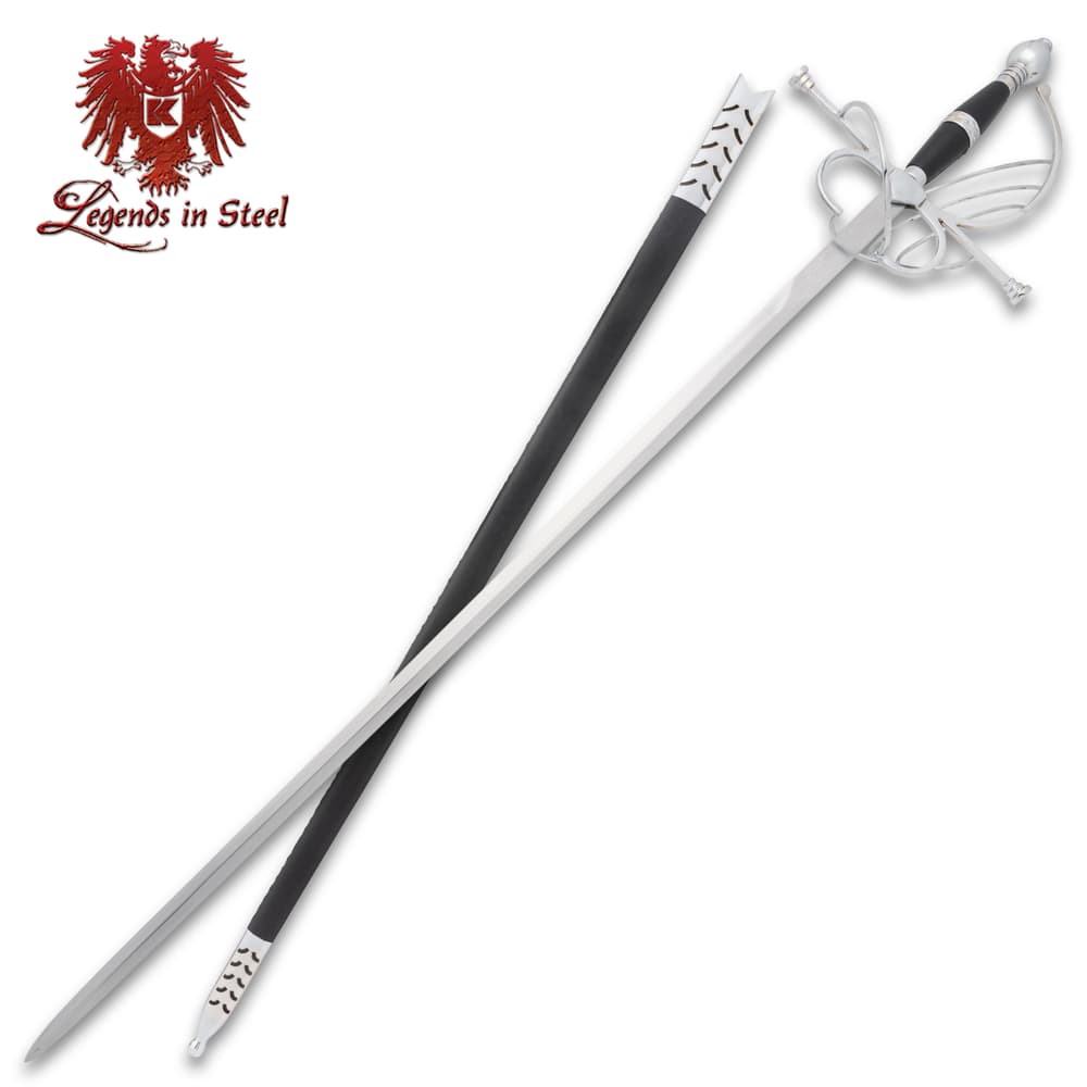 Rapier with ornate hilt and scabbard, Legends in Steel logo image number 0