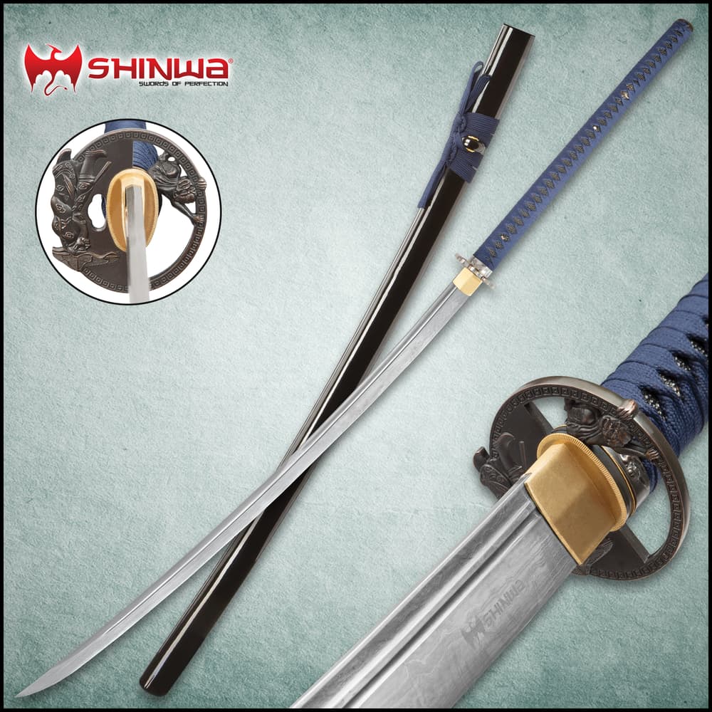 Shinwa Colossus Handmade Odachi / Giant Samurai Sword - Hand Forged Damascus Steel; Genuine Ray Skin; Dragon Tsuba - Functional, Full Tang, Battle Ready - 60” image number 0