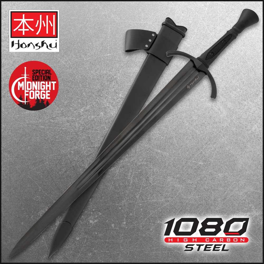 Black broadsword with sheath on textured background image number 0