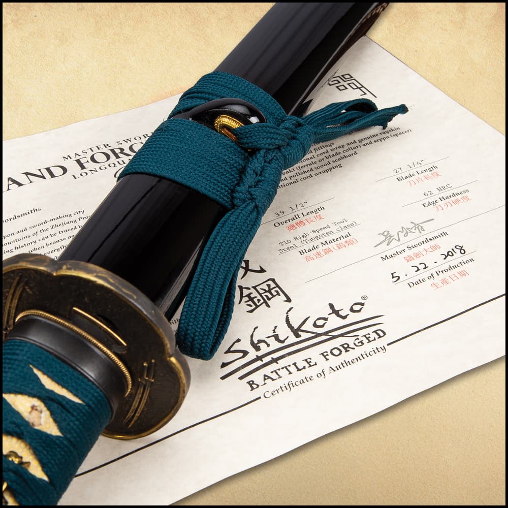 Shikoto Hammer-Forged Longquan Master Teal Katana