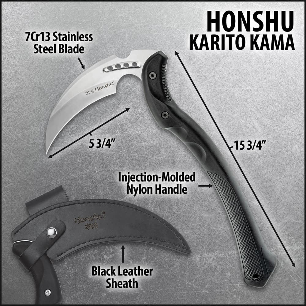 Honshu Karito Kama With Sheath – 7Cr13 Stainless Steel, Injection