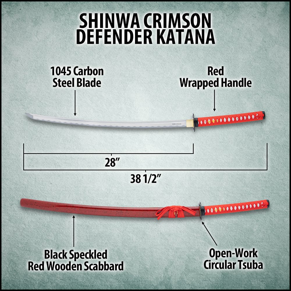 Shinwa Crimson Defender Katana And Scabbard