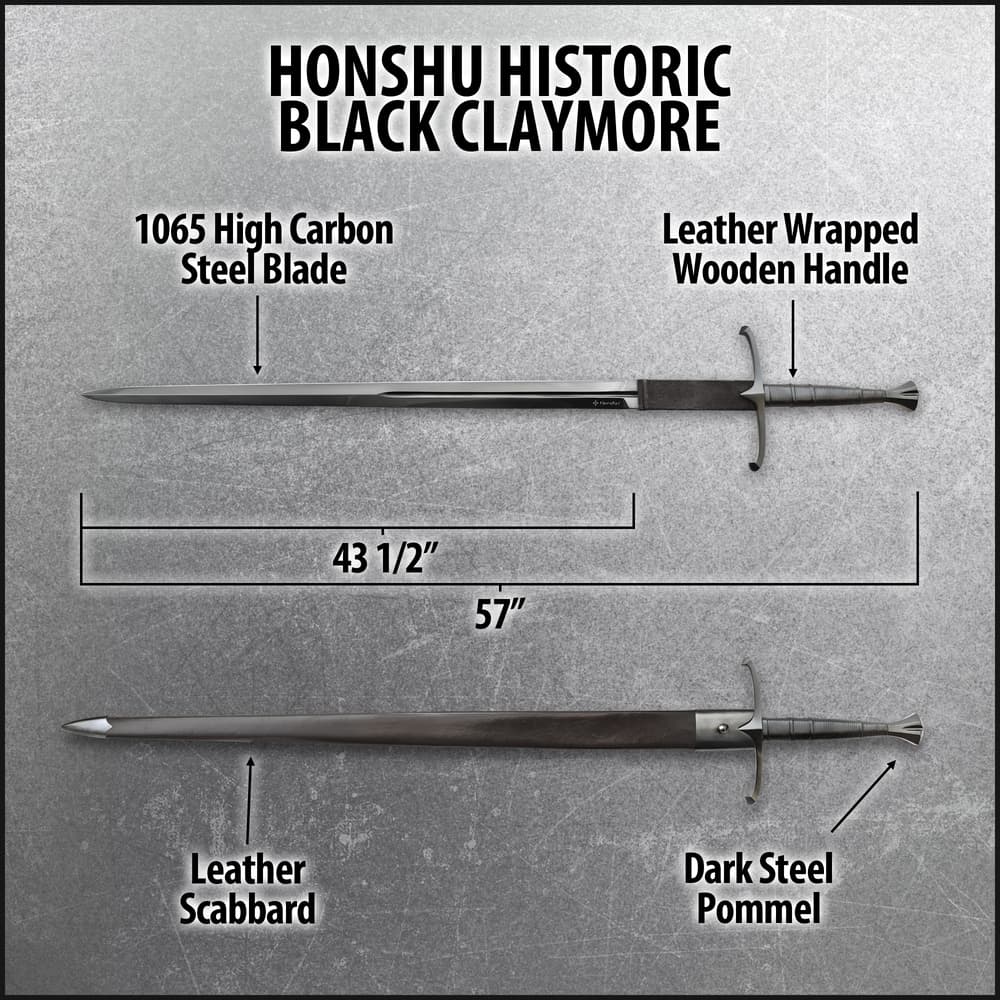 Honshu Historic Black Claymore Sword And Scabbard – 1065 High