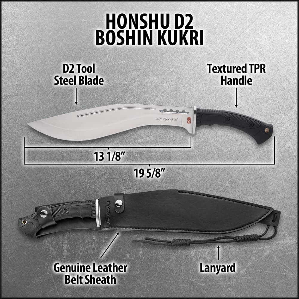 Honshu D2 Boshin® Kukri And Sheath – D2 Tool Steel, Thru
