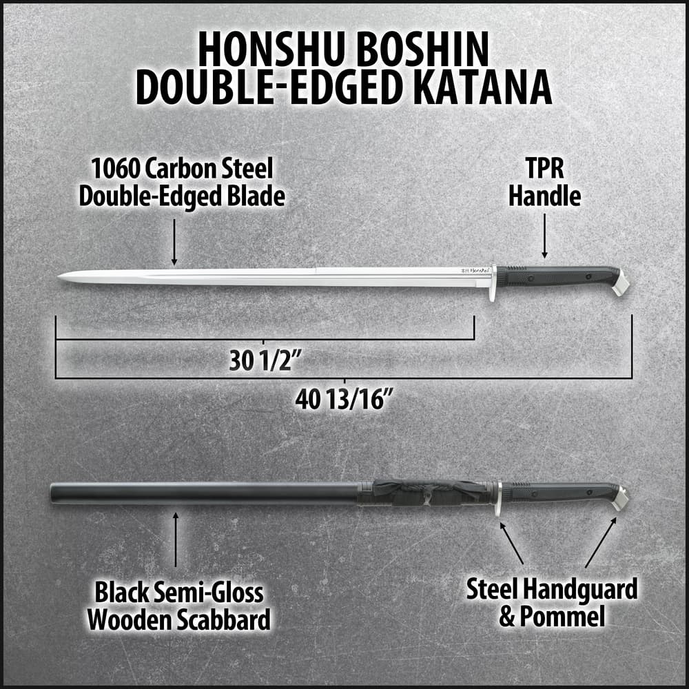 Honshu Boshin® Double Edge Sword With Scabbard – 1060 Carbon Steel