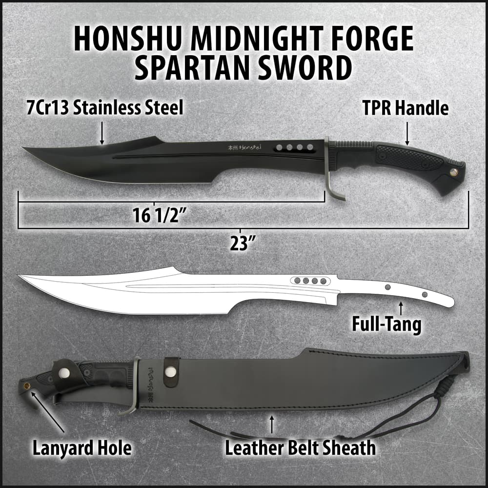 Honshu Midnight Forge Spartan Sword And Sheath – 7Cr13