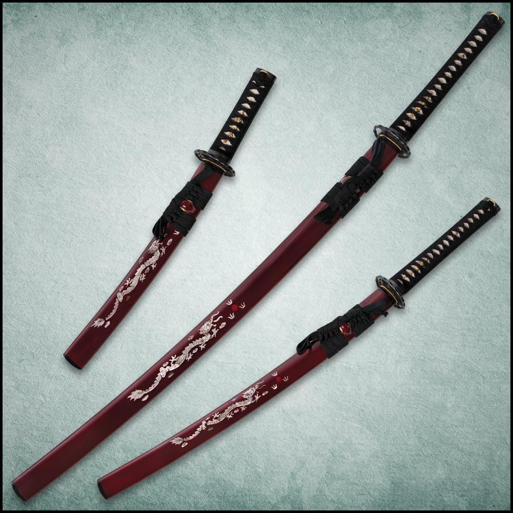 Shinwa Pearl Maroon Samurai Sword Set image number 4