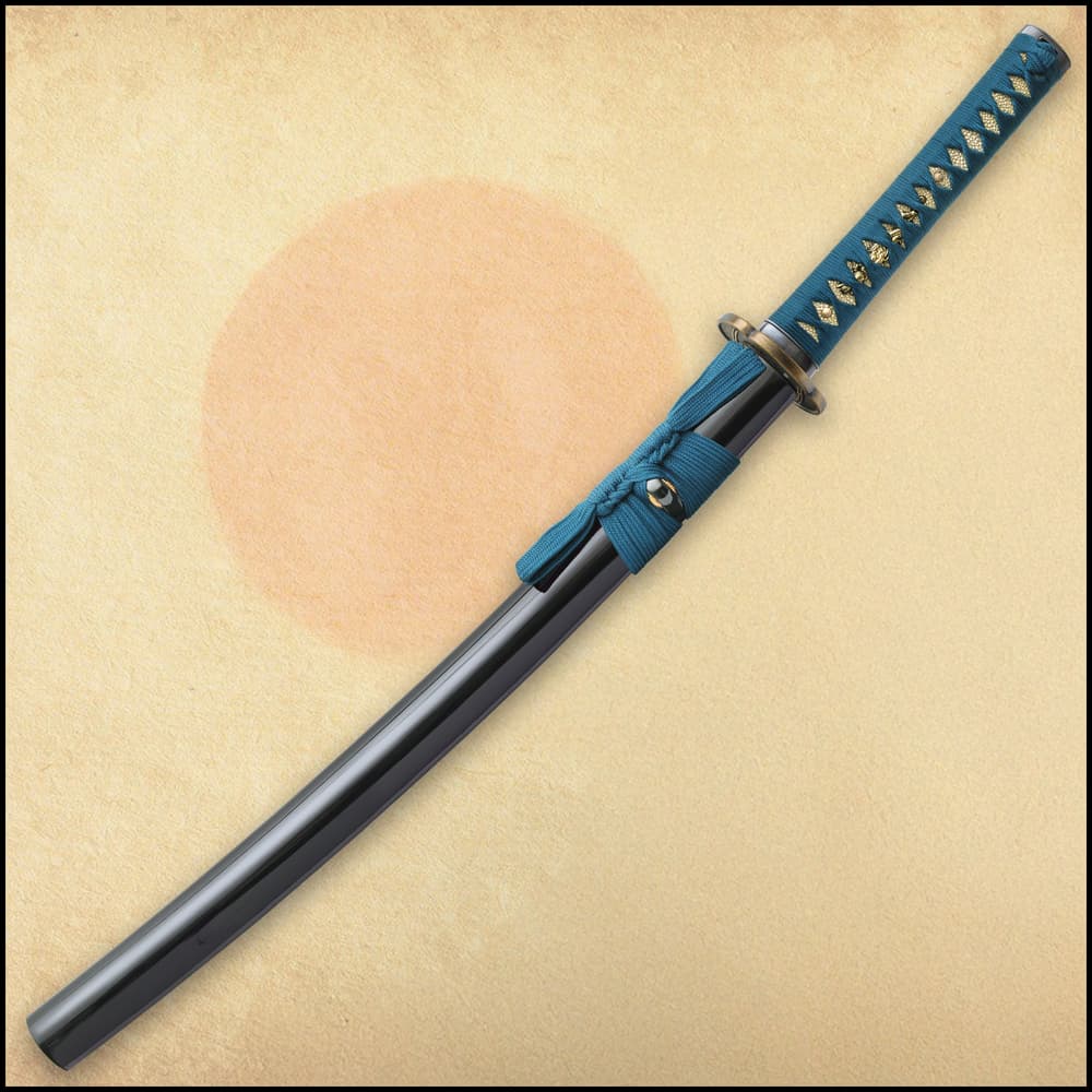 Shikoto Hammer-Forged Longquan Master Teal Wakizashi Sword Shikoto Hammer-Forged Longquan Master Teal Wakizashi Sword