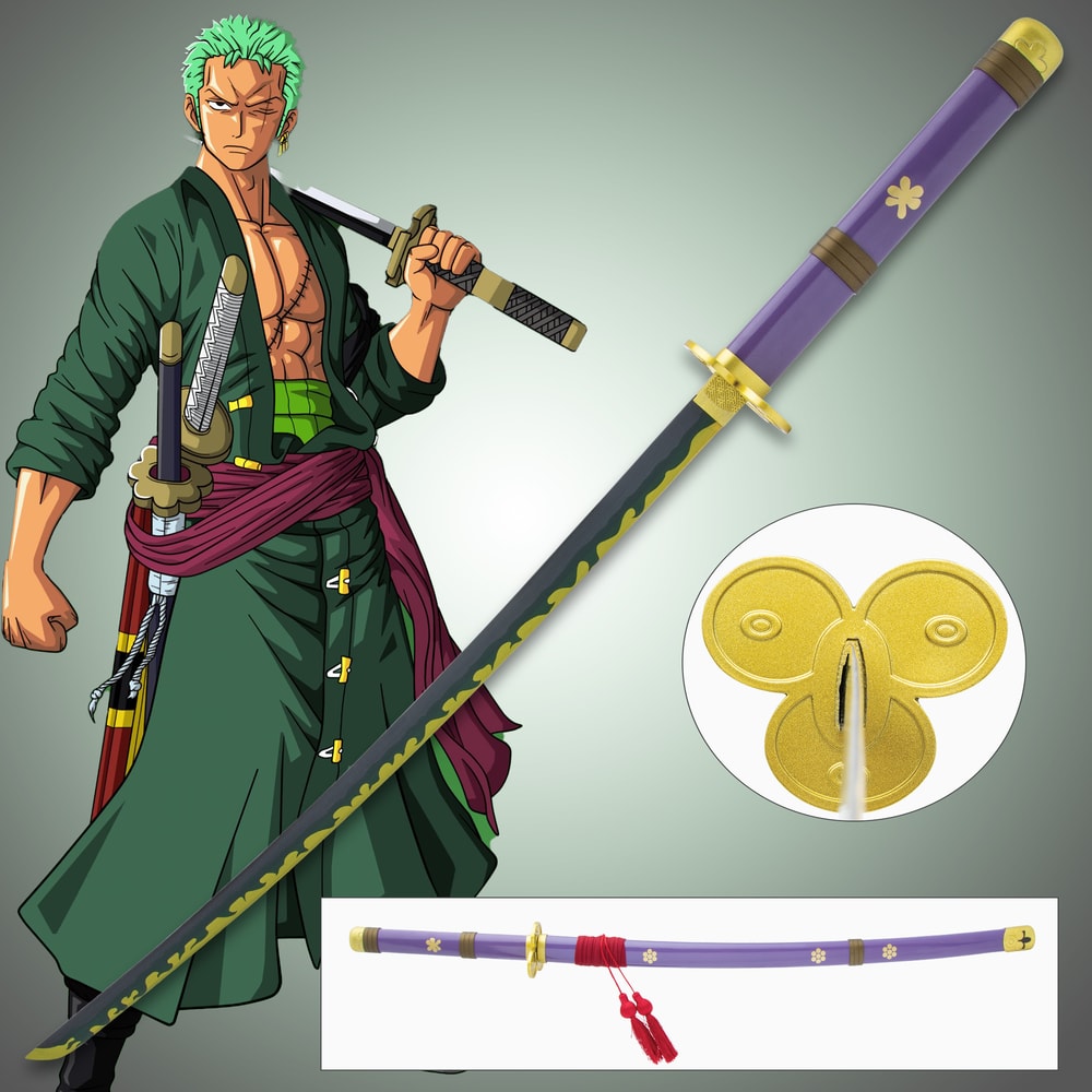 Hand Forged Anime Sword One Piece Roronoa Zoro Enma Katana Sword 1060  Carbon Steel Alloy Tsuba 