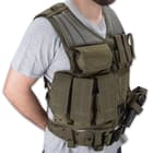 The vest is made of durable polyester mesh and a side adjustment straps allow the vest to closely contour to the body