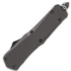 Mini Ghost Series Black Double Edge OTF Knife - Stainless Steel Blade, Metal Alloy Handle, Pocket Clip - Length 7”
