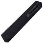 The black, CNC-milled aluminum handle is robust and features a pocket clip for ease of carry