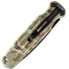 The lightweight, hard anodized, 6061 machined aluminum handle also features a slide switch safety and a plunge lock