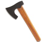 Viking Bearded-Design Throwing Hatchet - Axe, Hand-Forged, Stainless Steel Axe Head, Hardwood Handle - Length 12 1/2”