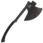The 27” overall battle axe comes with a premium leather cover with heavy-duty belt loop and double-snap closure