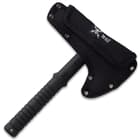 The 9 1/4” overall camp hawk head can be protected in its tough nylon sheath
