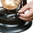 A simple lever lifts the chimney out of the way for lighting and the adjustable, 2” flame is bright enough to light a small room