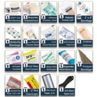 The kit includes a 4” mini dressing, responder compressed gauze, two clear adhesive dressings, a three-pack of moleskin