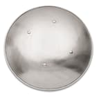 The 23 1/8” in diameter, functional round shield is made from 18-gauge steel and is lightweight for parrying at only 6 lbs