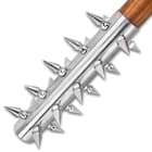 Spiked Barbarian Mace - High Carbon Steel Head With Spikes, Wooden Handle, Faux Leather Wrapped Grip - Length 28”