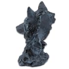 The fine quality statue is expertly sculpted of black polyresin with hand-painted, bright blue details