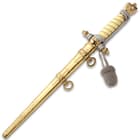 WWII 2ND Model German Naval Dagger With Sheath - Intricate Brass Work, Faux Ivory Handle, Brass Wire Wrap, Dagger Knot