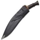 The antique kukri comes with a new reproduction scabbard made of wood and covered in leather
