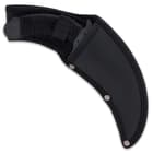 The 8 5/8” overall karambit knife can be carried and stored in the included, durable nylon belt sheath