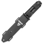 Bushmaster Black Adder Knife With Sheath - Stainless Steel Blade, Sawback, Non-Reflective Finish, TPR Handle - Length 12”