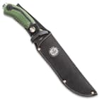 Colombian Bogota Survival Fixed Blade Knife With Sheath - Stainless Steel Blade, Serrations, Grippy TPR Handle - Length 12 7/10”