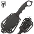 The SOA Night Ranger Fixed Blade Knife snaps securely into a TPU belt sheath that features lashing holes