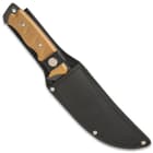 The 12” overall combat knife can be conveniently carried and stored in a tough, nylon belt sheath with a snap strap closure
