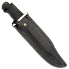 The fixed blade is an impressive 20” in overall length and it comes with a genuine leather belt sheath for ease of carry