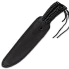 The 17 1/2” overall machetes can be carried and stored in a tough nylon sheath, which has an adjustable shoulder strap