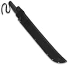 The machete is housed in a black riveted nylon sheath with “Gerber” logo for safe transportation.
