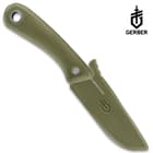 Gerber Sage Green Spine Fixed Blade Knife With Sheath - 7Cr17MoV Steel Blade, Rubberized Grip - Length 8 2/5”
