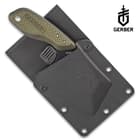 Gerber Green Tri-Tip Mini Cleaver With Sheath - 7Cr17MoV Steel Blade, Aluminum Handle, Lanyard Hole - Length 5 4/5”