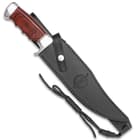 Gil Hibben Legionnaire Bowie Knife II With Leather Belt Sheath - 7Cr17 Stainless Steel Blade, Dark Brown Pakkawood Handle, Stainless Steel Guard And Pommel