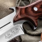 United Cutlery Hibben Legacy Combat Fighter Knife II With Leather Sheath - 7Cr17 Stainless Steel Blade, Brown Pakkawood Handle, Trigger Finger Grip