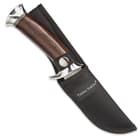 Timber Rattler Hidden Corral Skinner / Fixed Blade Knife with Nylon Sheath - DamascTec Steel Blade
