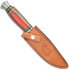 Timber Wolf Rio Grande Knife And Sheath - Stainless Steel Blade, Colorful Wooden Handle, Stainless Steel Pommel - Length 10 1/4”