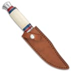 Timber Wolf Sheikh Defender Knife With Sheath - Stainless Steel Blade, Bone Handle, Stainless Steel Guard And Pommel - Length 10”