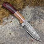 Timber Wolf Deer Hunter Olive Red Wood Damascus