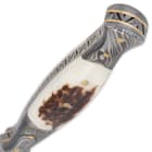 Timber Wolf Full Tang Damascus and Stag Dagger with Sheath