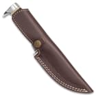 Timber Wolf Assyrian Empire Fixed Blade Knife With Sheath - Damascus Steel Blade, Horn And Bone Handle - Length 9 1/4”