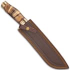 Timber Wolf Primeval Canyon Machete And Sheath - Damascus Steel Blade, Walnut Wood Handle, Brass Handguard - Length 15 1/4”