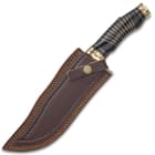 Timber Wolf Anubis Fixed Blade Knife With Sheath - Damascus Steel Blade, Genuine Buffalo Horn Handle - Length 13 1/4”