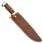 Timber Wolf Tanis Tomb Knife With Sheath - Damascus Steel Blade, Banded Wood Handle, Brass Pommel And Handguard - Length 16”