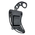 The backside of the plastic impact-resistant sheath is shown with belt clip.